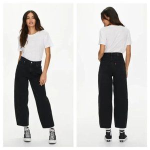 Levi's Premium High Waisted Balloon Leg Jeans Baggy Taper Jeans in Black Size 32